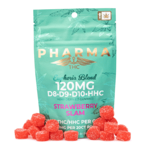 PharmaTHC Euphoria Blend Gummies – Strawberry Slam (1000 mg Delta 8 + 240 mg Delta 9 + 660 mg Delta 10 + 500 mg HHC Total)