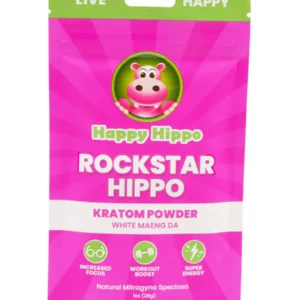 Happy Hippo Rockstar Hippo White Maeng Da Kratom Powder 1oz