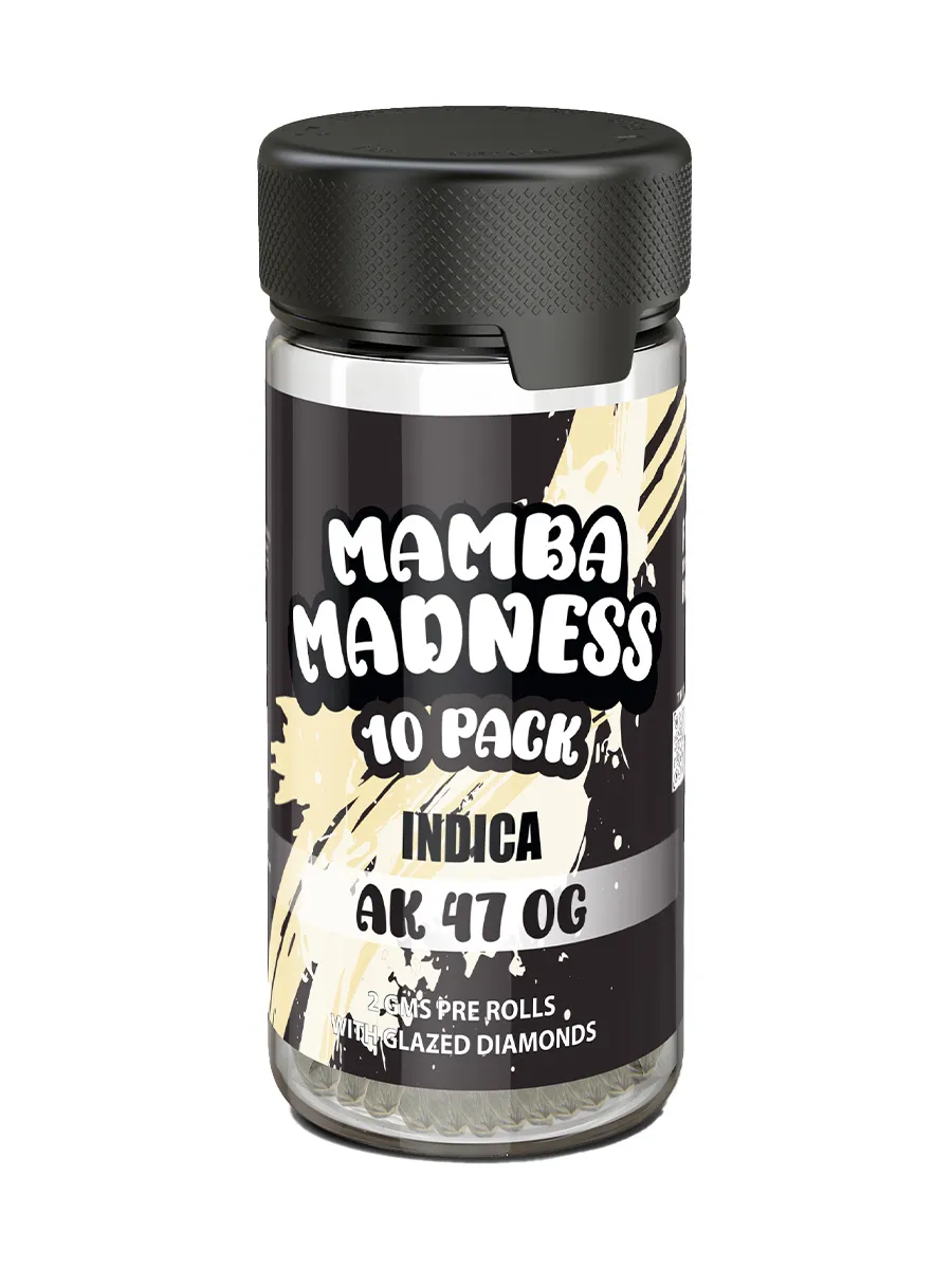 AK-47 OG Mamba Madness Full Spectrum Blend Pre Rolls 10 Pack Jar 2GM