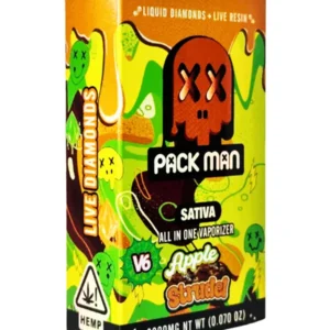 Apple Strudel Pack Man V6 Liquid Diamonds Live Resin Vaporizer 2000MG