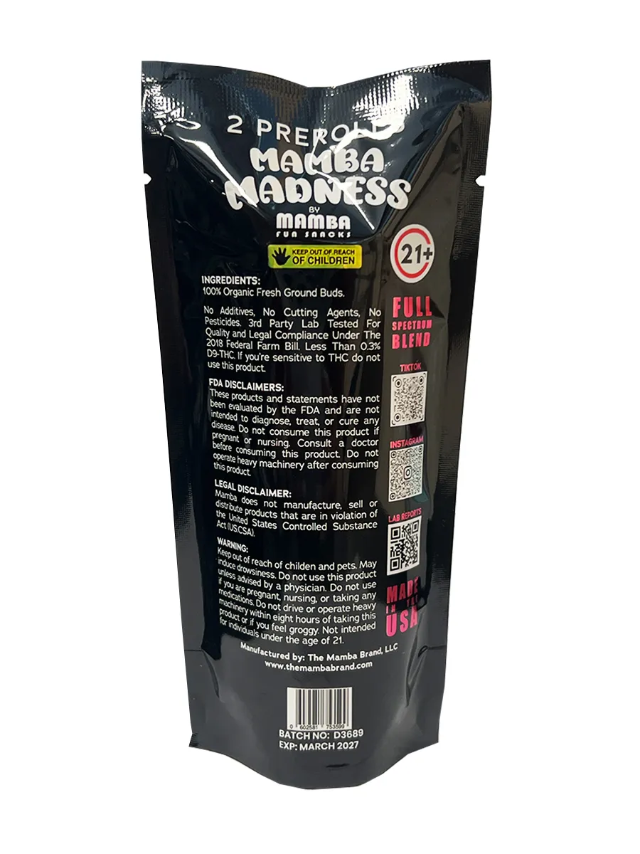 AK 47 OG Mamba Madness Diamond Infused Pre-Roll 2ct 4G - Image 2