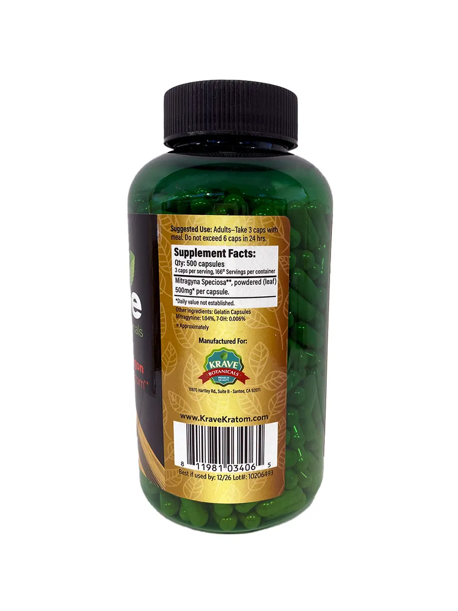 Krave Botanicals Red Dragon Kratom Capsules 300ct - Image 2