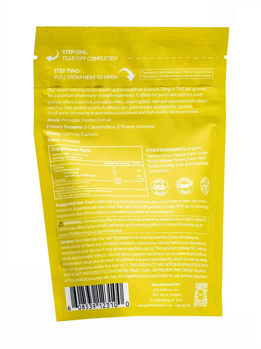 Pineapple Express Erth Wellness D9 THC Strain-Specific Terpenes Gummies 30ct 300MG - Image 2