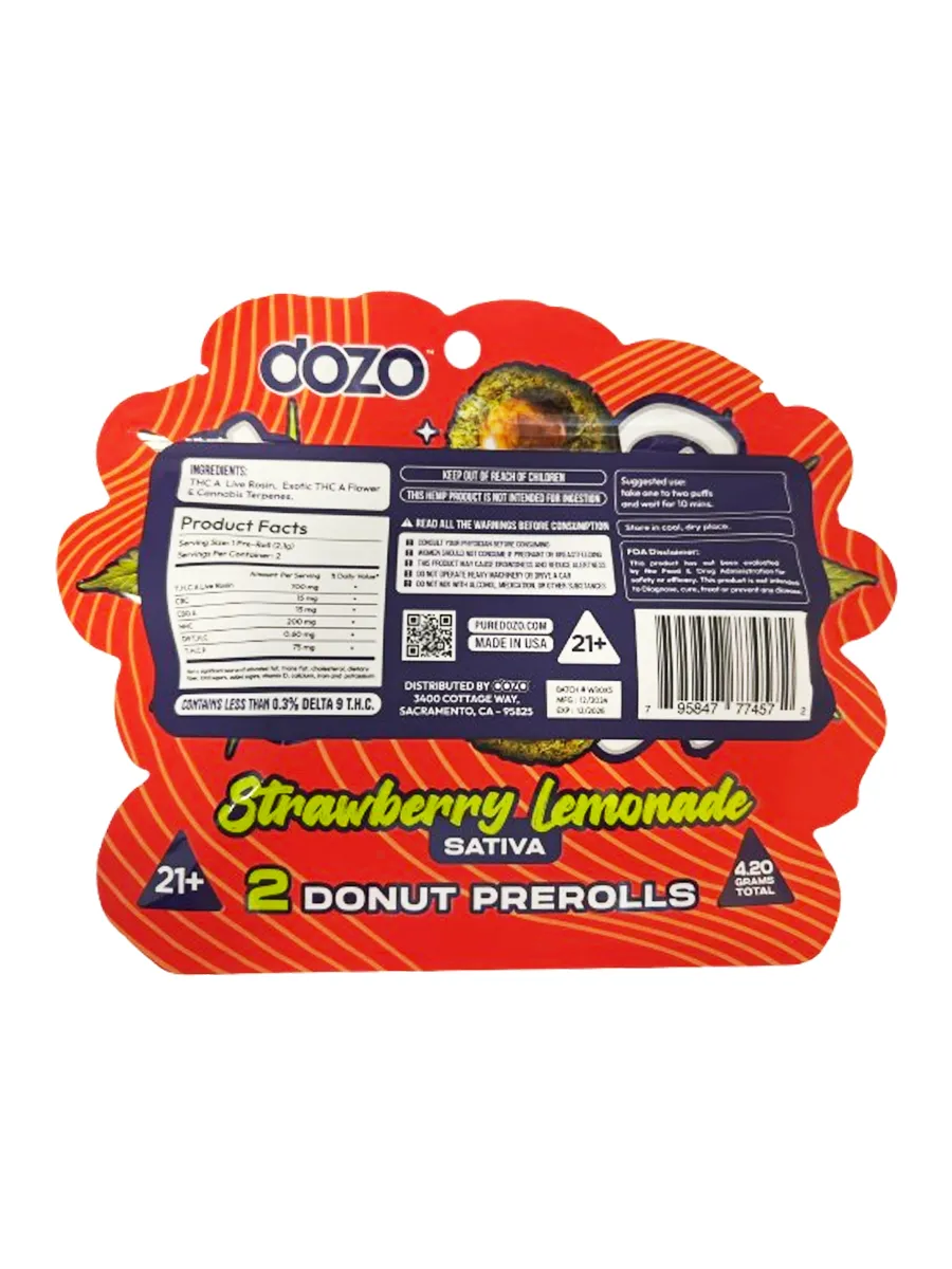 Strawberry Lemonade Dozo Donut Pre-Rolls x2 4.20G - Image 2