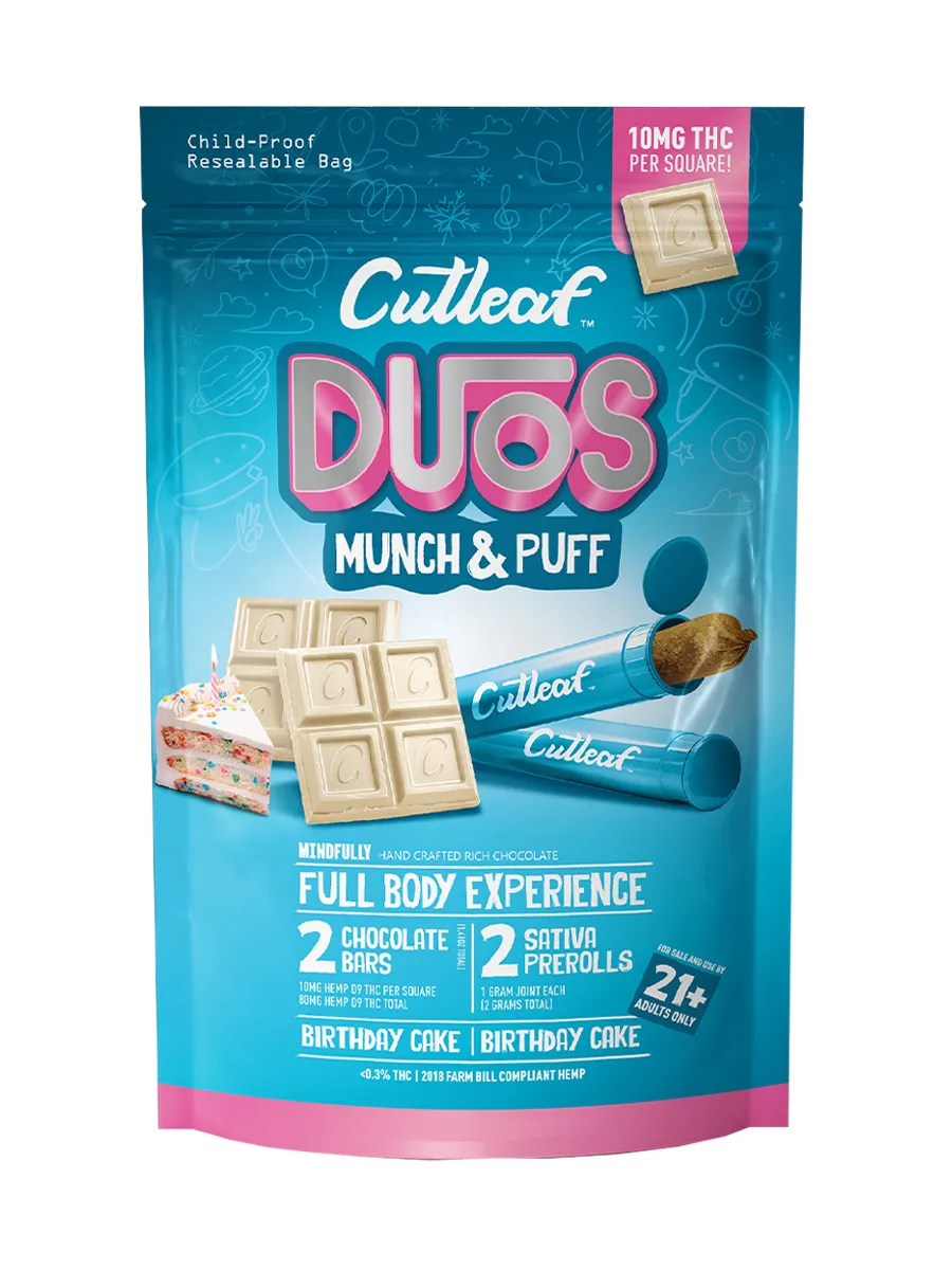 Birthday Cake Cutleaf Duos Munch & Puff Chocolates x Pre-Rolls 2ct