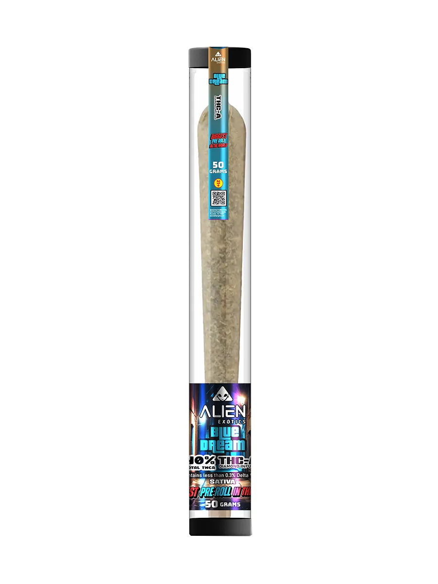 Blue Dream RAW Challenge Cone x Alien Exotics THC-A Diamond Infused Pre-Rolls 50G