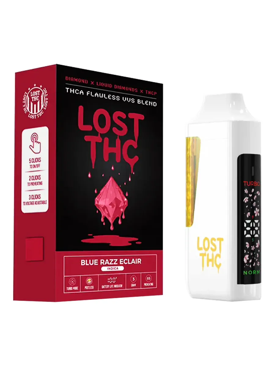 Blue Razz Eclair Lost THC VVS Liquid Diamonds THCP Disposable 3G