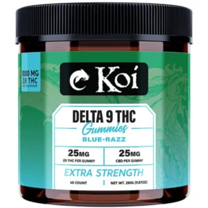 Blue Razz Koi Extra Strength Delta 9 Gummies 40ct