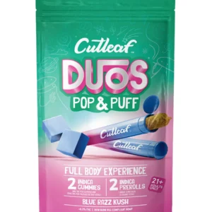 Blue Razz Kush Cutleaf Duos Pop & Puff THCA Pre-Rolls & Gummies 2ct