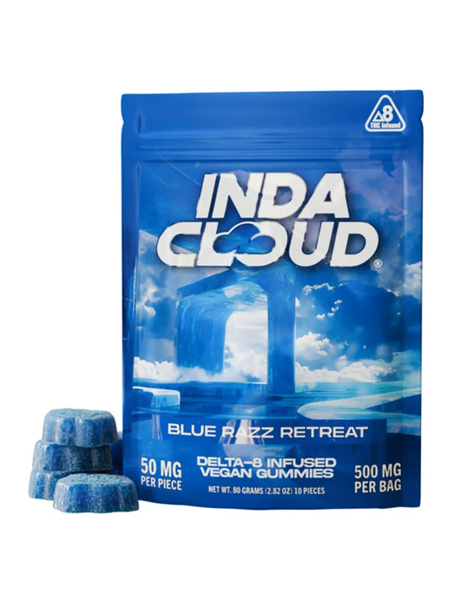 Blue Razz Retreat IndaCloud Delta 8 THC Vegan Gummies 10ct