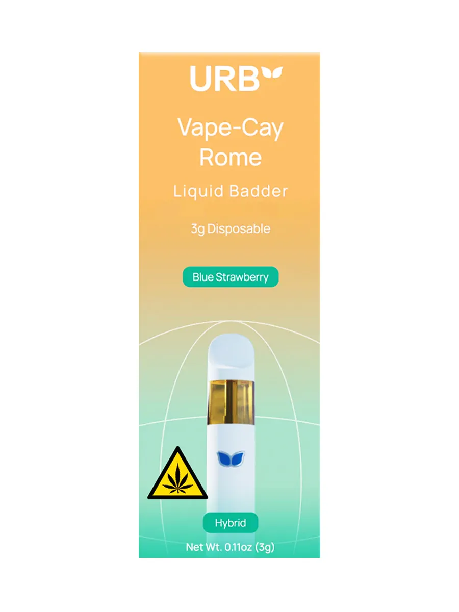 Blue Strawberry URB Vape-Cay Rome Liquid Badder Disposable 3G