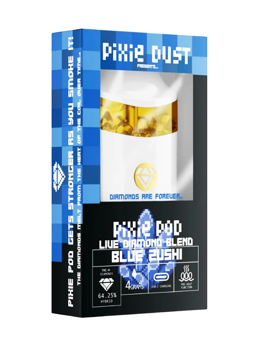 Blue Zushi Pixie Dust Pod THCA Live Diamond Blend Disposable 4G