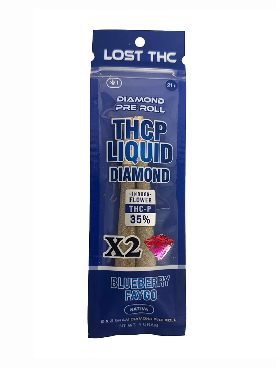 Blueberry Gaygo Lost THC THCP Liquid Diamond Pre-Rolls 2x2G