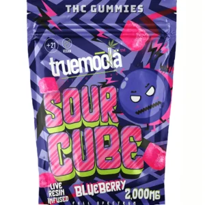 Blueberry Truemoola Sour Cube Live Resin Infused THC Gummies 2000MG