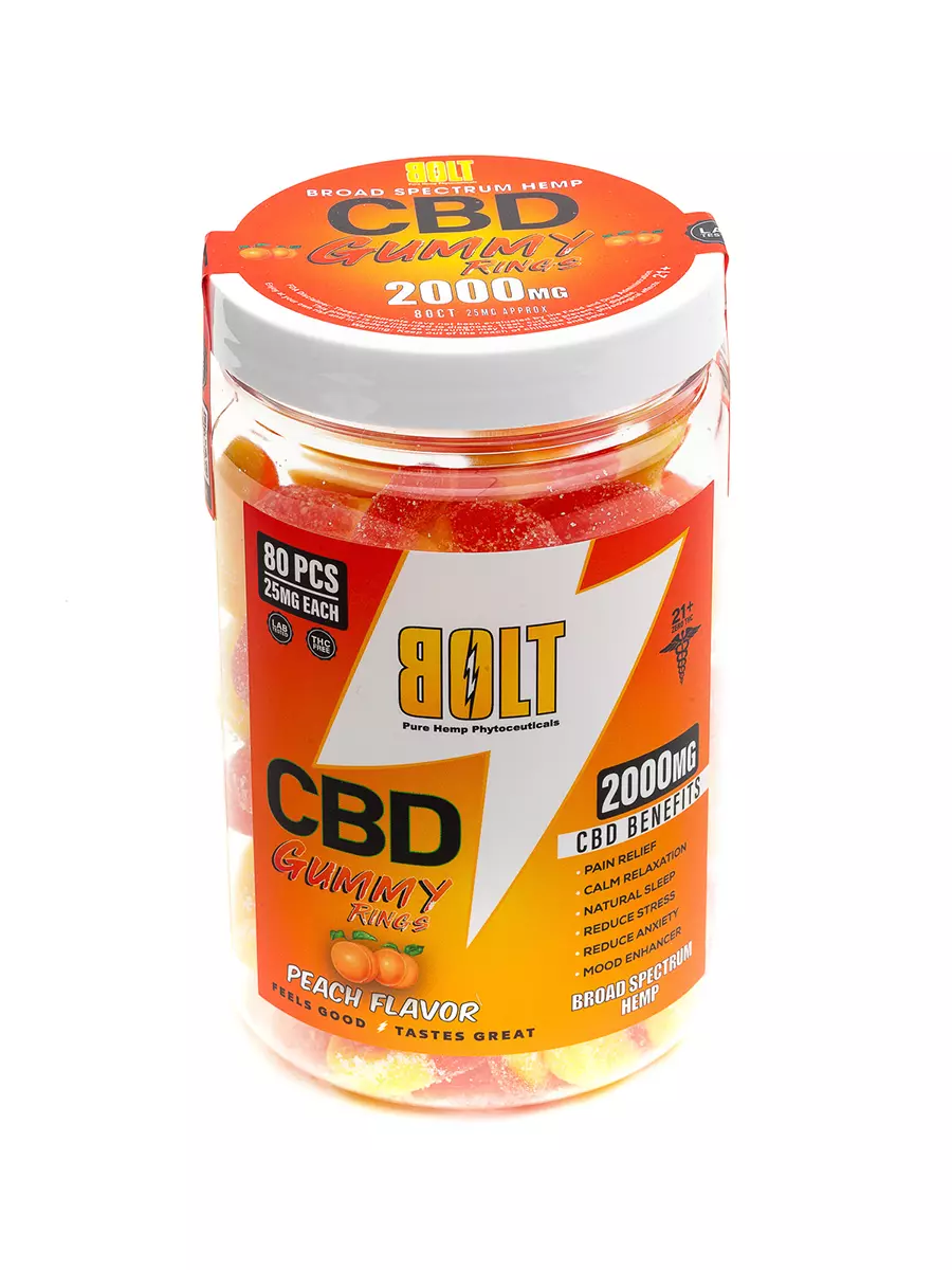 Peach Bolt CBD Gummy Rings 2000mg - Image 2