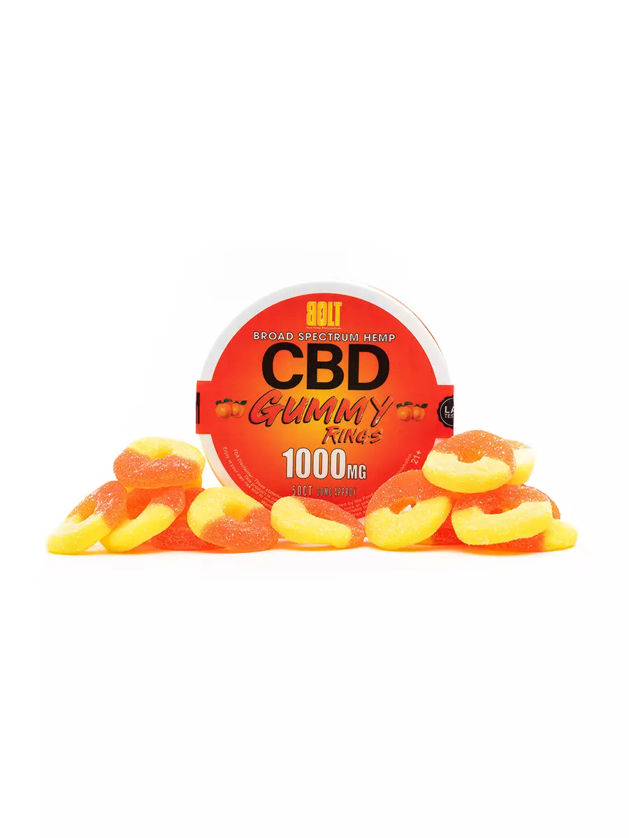 Peach Bolt CBD Gummy Rings 1000mg