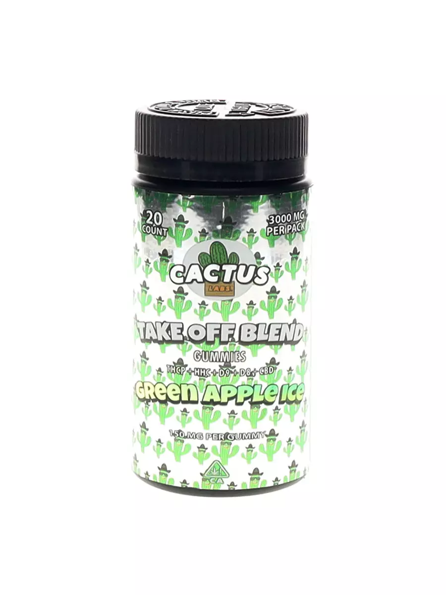 Green Apple Ice Cactus Labs Take Off Blend Gummies 3000mg