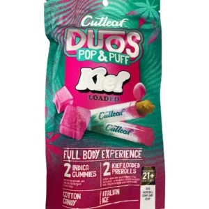 Cotton Candy | Italian Ice Cutleaf Duos Kief Pop & Puff Pre-Rolls & Gummies 2ct