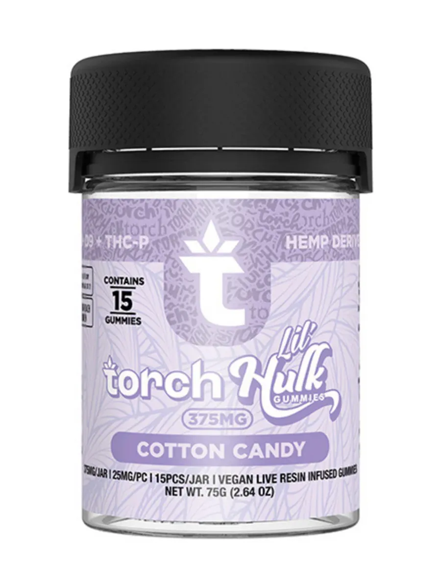 Cotton Candy Torch Lil Hulk HHC | D9 | THCP Gummies 375mg 15ct