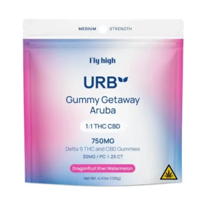 Dragonfruit Kiwi Watermelon Fly High URB 1:1 THC D9 CBD Getaway Aruba Gummies 750mg 25ct