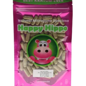 Happy Hippo Red Hot Hippo Elite Red Vein Maeng Da Kratom Capsules 100ct