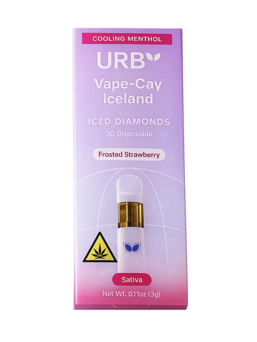 Frosted Strawberry URB Vape-Cay Iceland Disposable Vape 3G