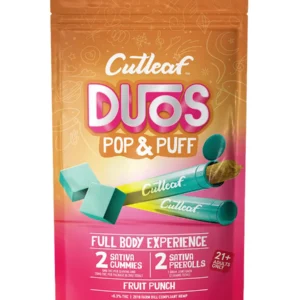 Fruit Punch Cutleaf Duos Pop & Puff THCA Pre-Rolls & Gummies 2ct