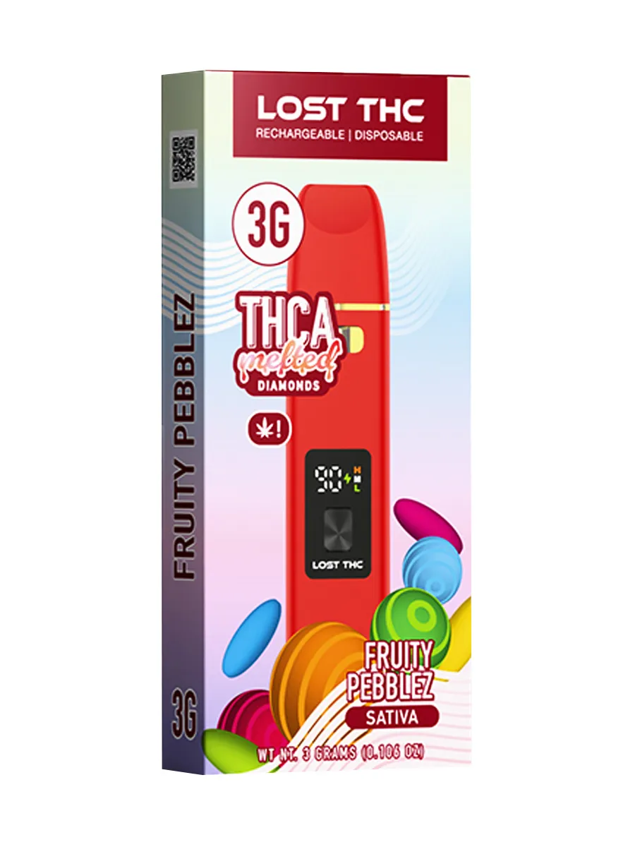 Fruity Pebblez Lost THC THCA Melted Diamonds Disposable 3G