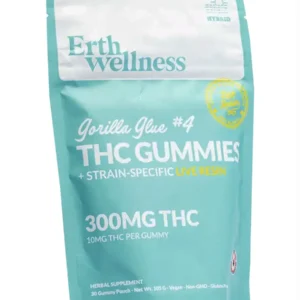 Gorilla Glue #4 Erth Wellness D9 THC Live Resin Gummies 30ct 300MG