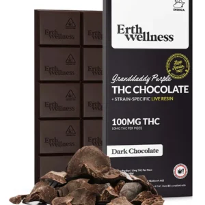 Granddaddy Purple Dark Chocolate Erth Wellness Delta 9 THC Chocolate Bar 100mg