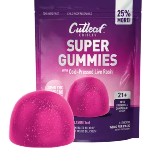 Grape Punch Cutleaf Super Gummies with Cold-Pressed Live Rosin Gummies
