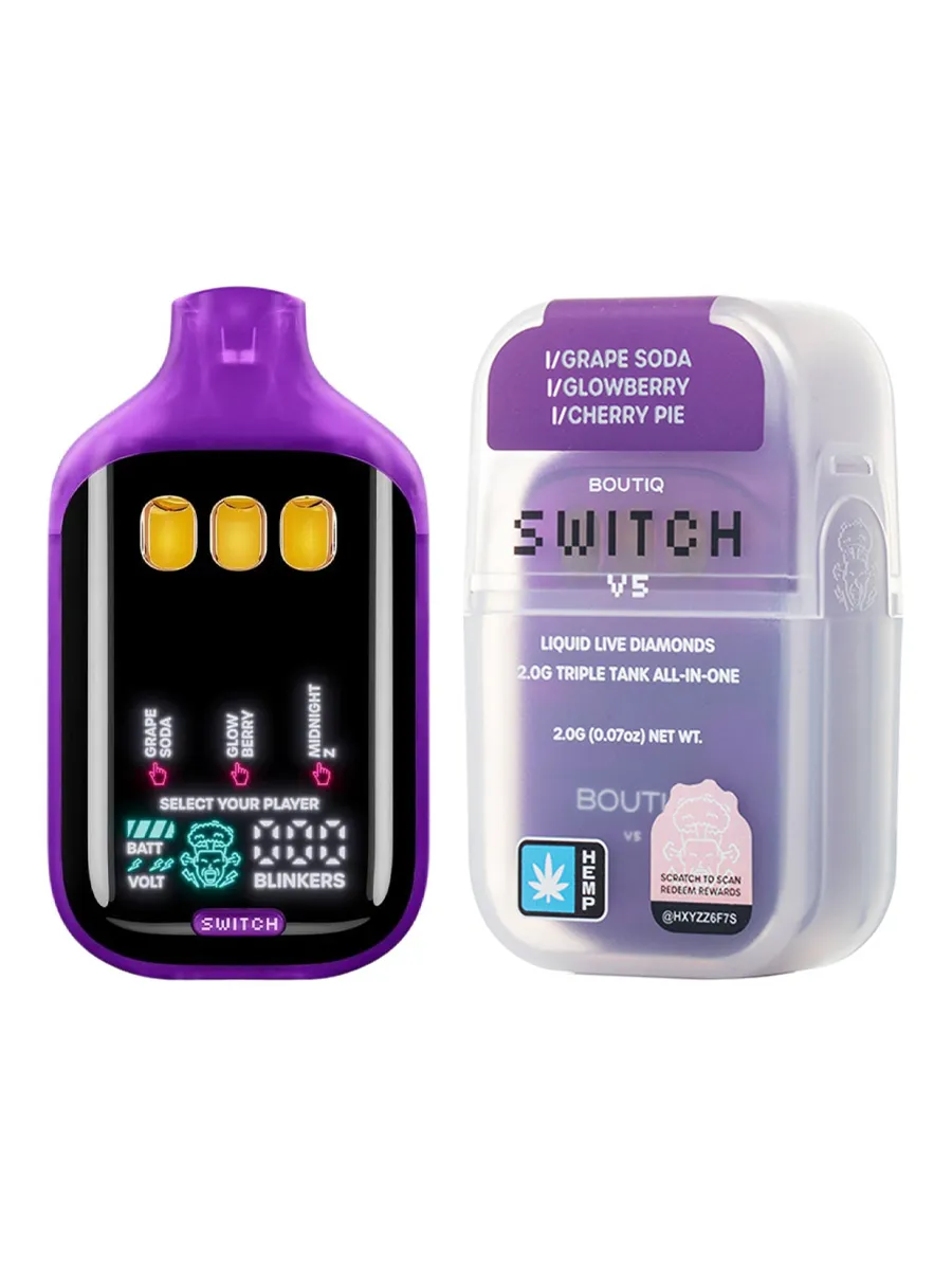 Grape Soda | Glowberry | Cherry Pie Boutiq Switch V5 Liquid Live Diamonds Disposable 2G