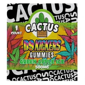 Green Apple Ice Cactus Labs Delta 9 Kickers Gummies 500mg