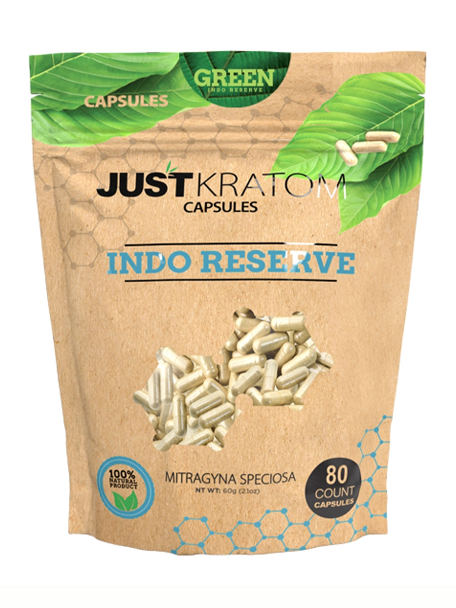 Green Indo Reserve Just Kratom Mitragyna Speciosa Capsules 80ct