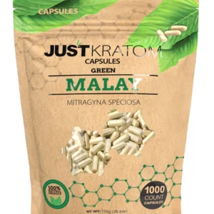 Green Malay Just Kratom Mitragyna Speciosa Capsules 1000ct