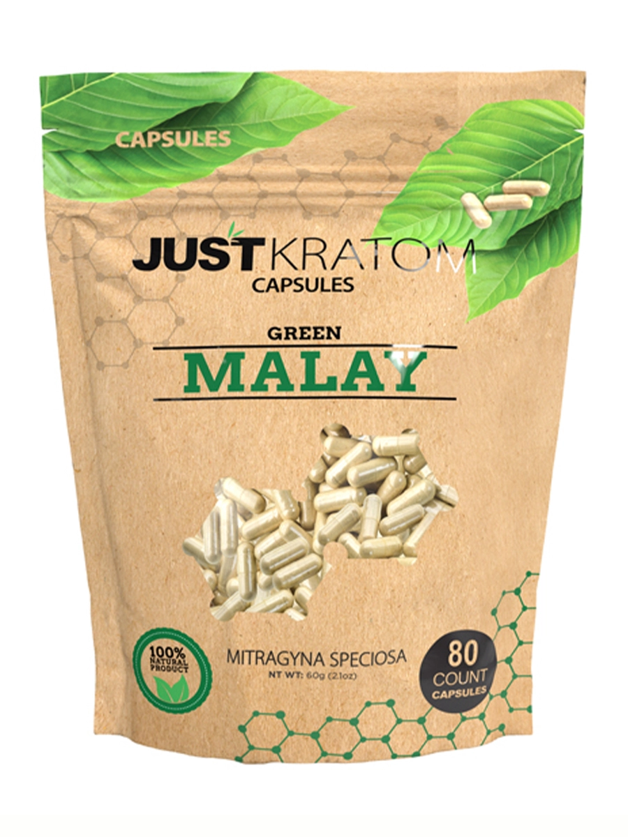 Green Malay Just Kratom Mitragyna Speciosa Capsules 80ct