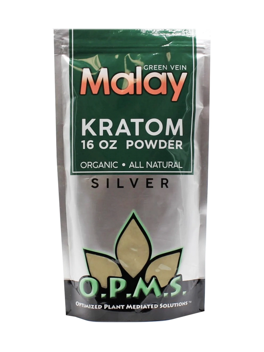Green Malay OPMS Kratom Silver Powder 16oz Bag