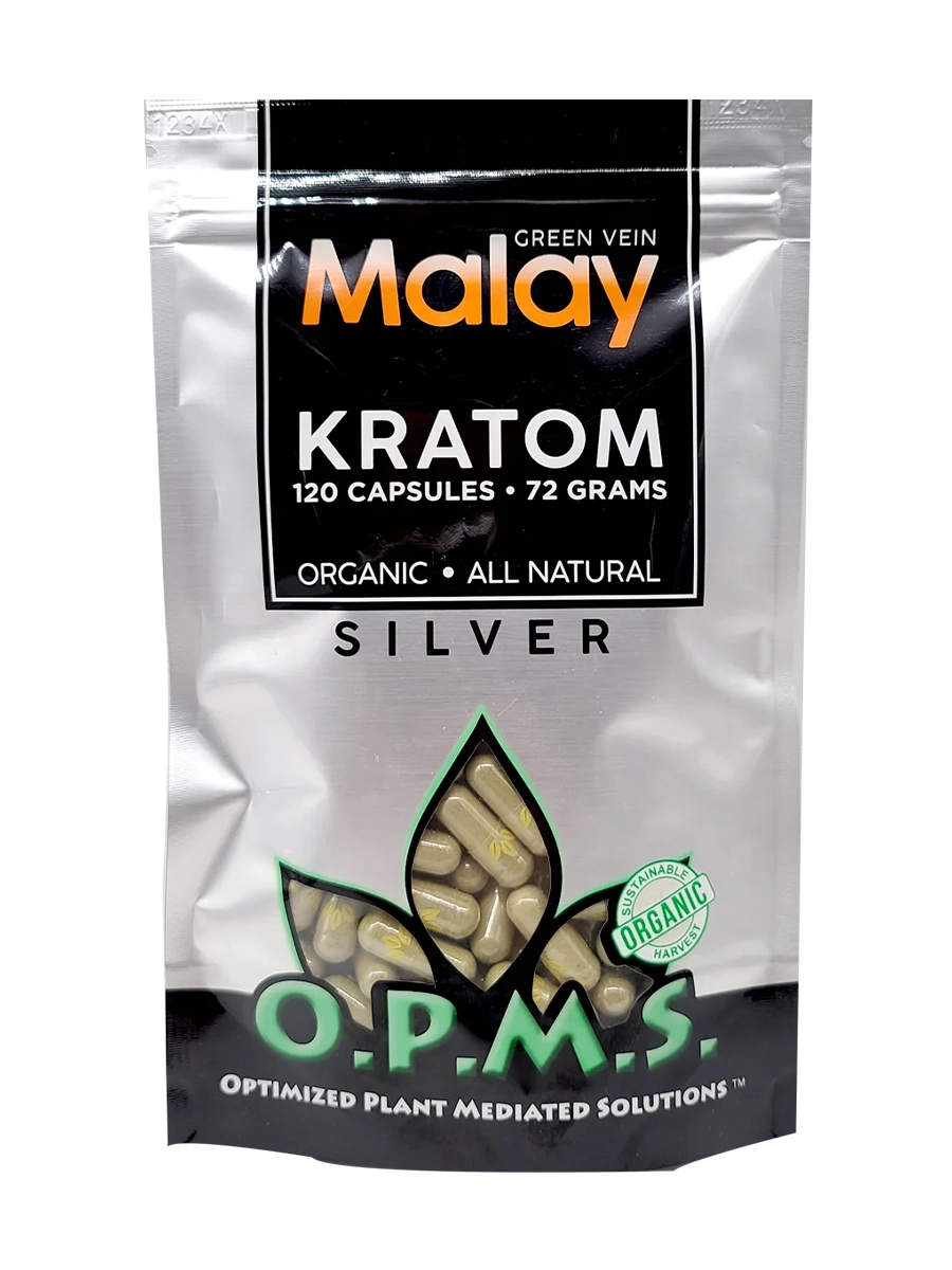 Green Malay OPMS Silver Kratom Capsules 120ct