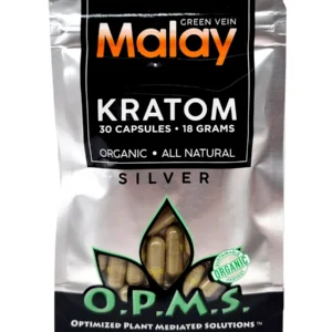 Green Malay OPMS Silver Kratom Capsules 30ct