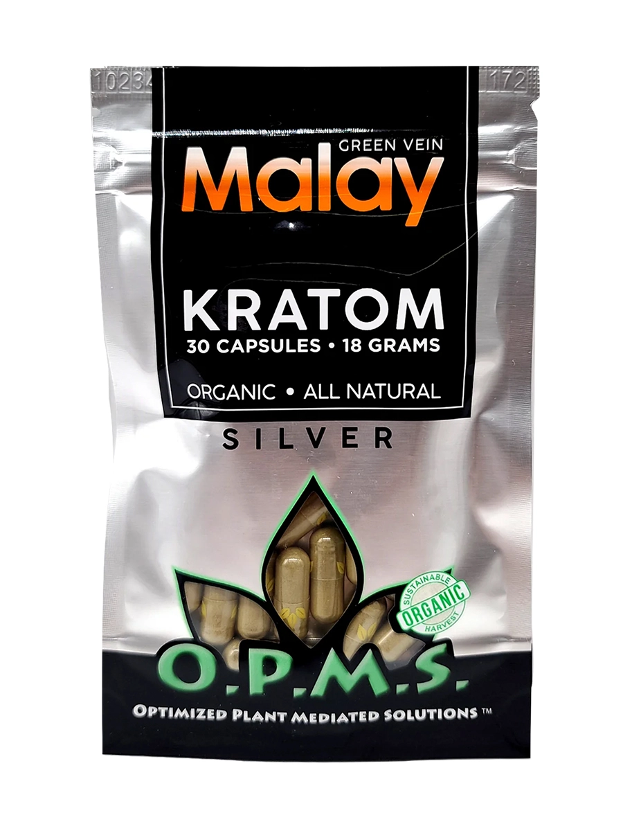 Green Malay OPMS Silver Kratom Capsules 30ct