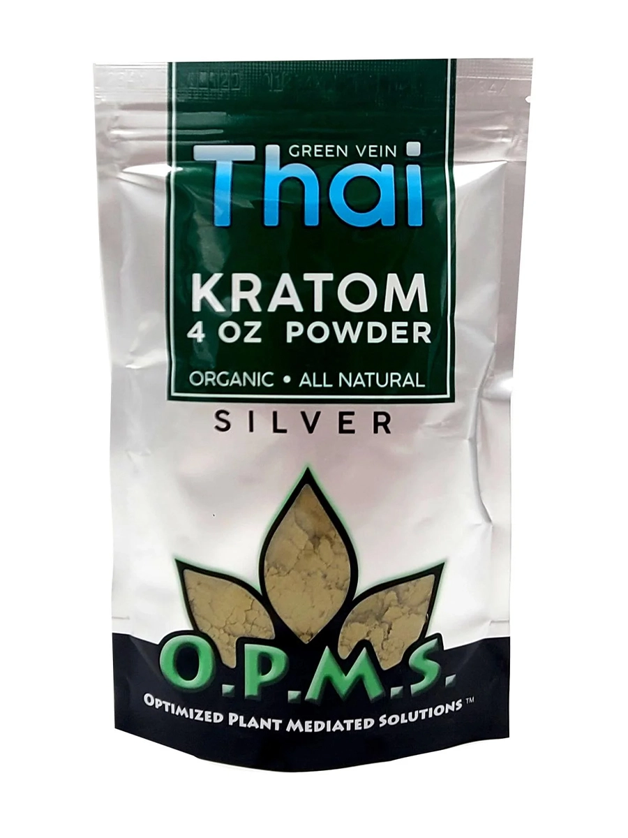 Green Thai OPMS Kratom Silver Powder 4oz Bag
