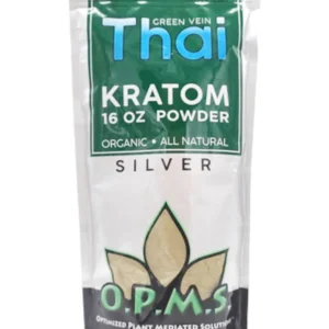 Green Vein Thai OPMS Kratom Silver Powder 16oz Bag