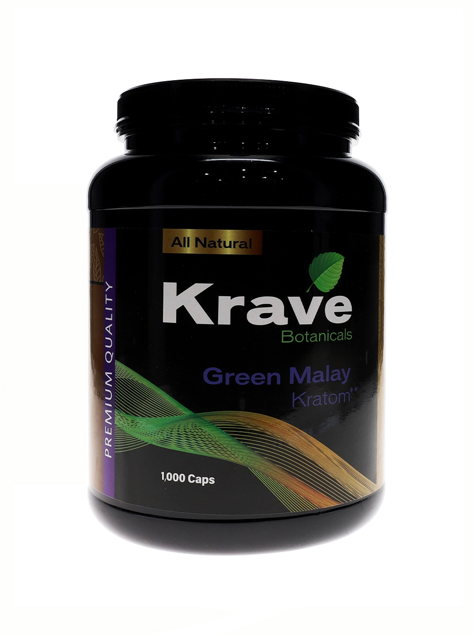 Green Malay Krave Botanicals Kratom Capsules 1000ct