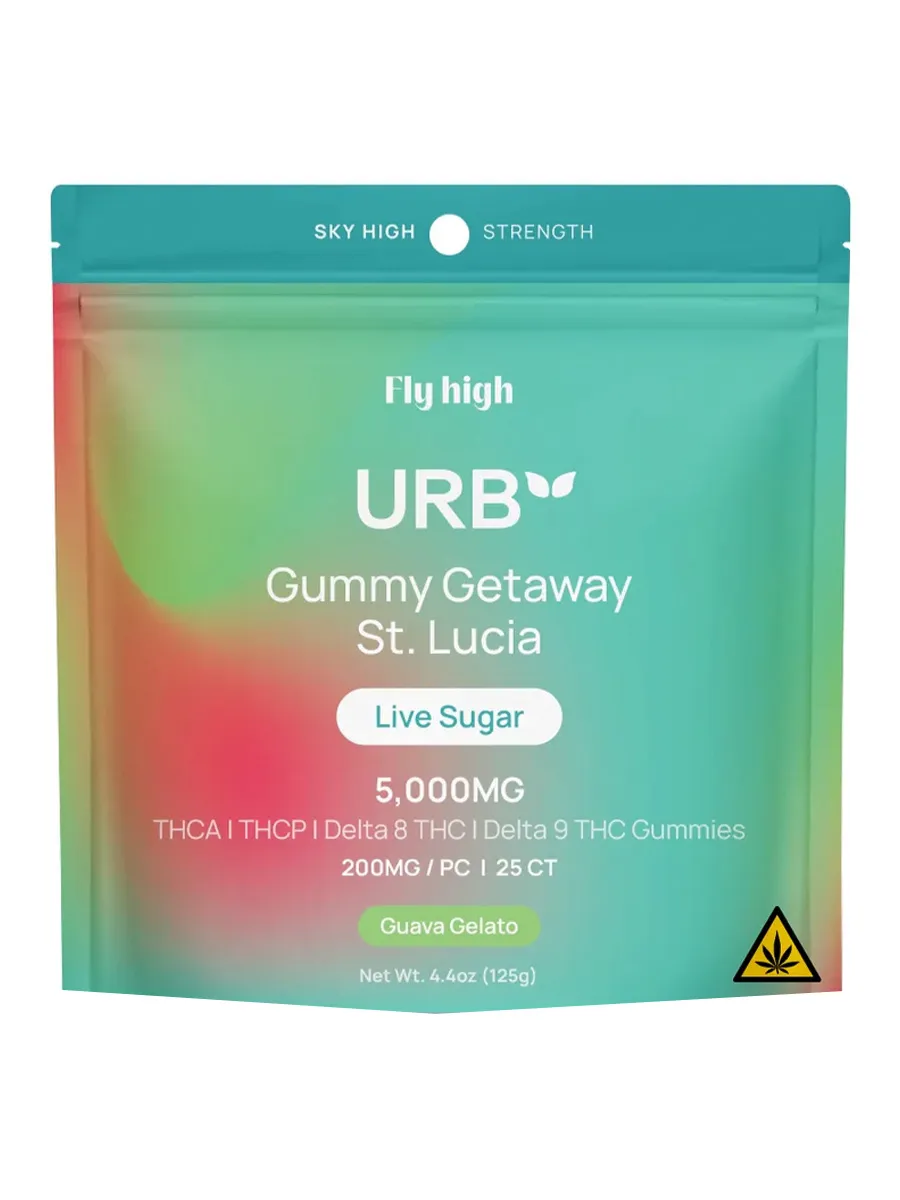 Guava Gelato URB Gummy Getaway St. Lucia Live Sugar Gummies 5000MG