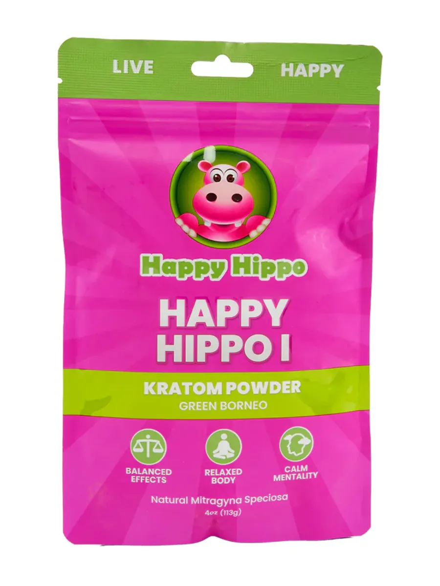 Happy Hippo I Green Borneo Kratom Powder 4oz