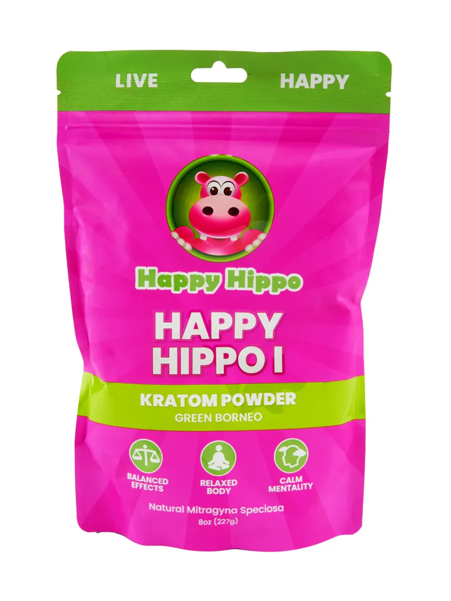 Happy Hippo I Green Borneo Kratom Powder 8oz