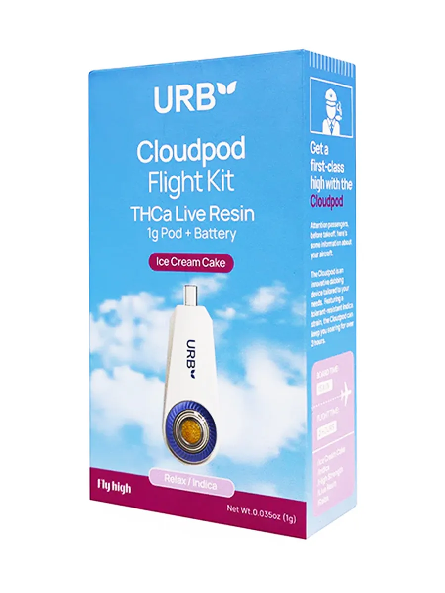 Ice Cream Cake Relax URB Clouded Flight Kit THCA Live Resin 1g Pod + Battery