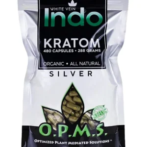 Indo White Vein OPMS All Natural Silver Kratom Capsules 480ct