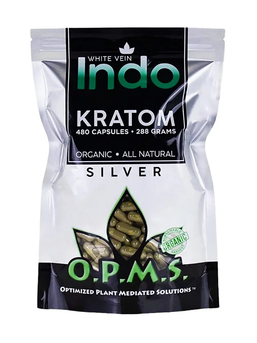 Indo White Vein OPMS All Natural Silver Kratom Capsules 480ct