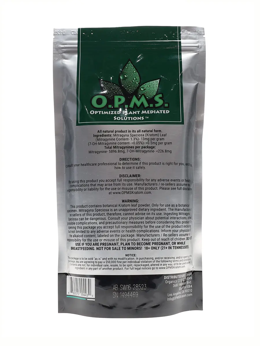 White Vein Indo OPMS Kratom Silver Powder 16oz Bag - Image 2